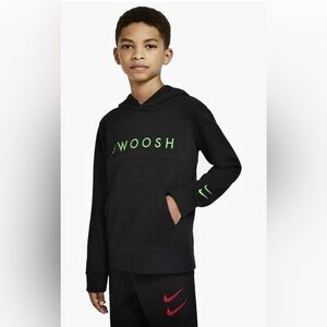 NIKE Sportswear Boys Black Swoosh French Terry Pullover Hoodie Size S (6-8 ) NWT